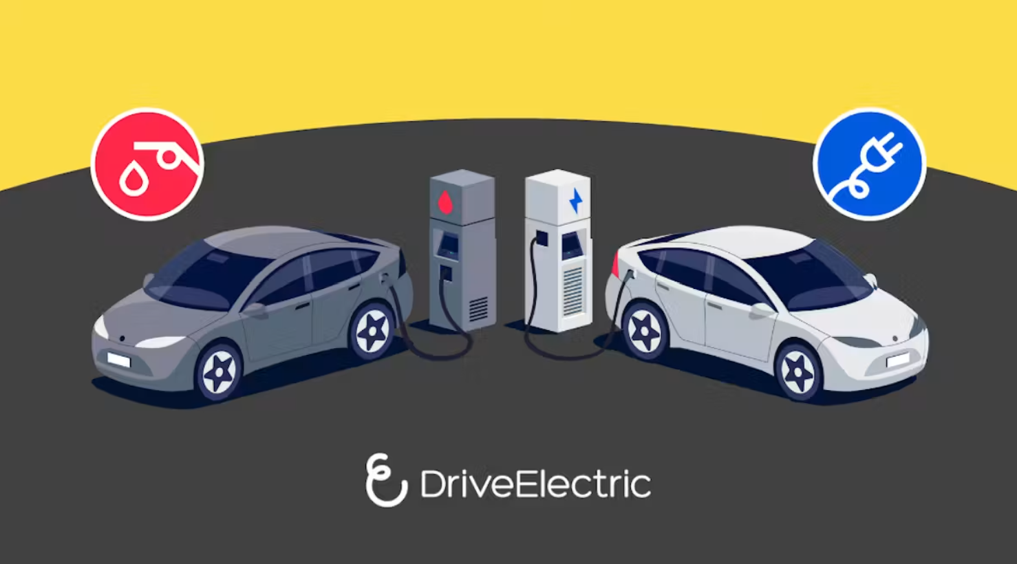 illustration of 2 electric cars charging